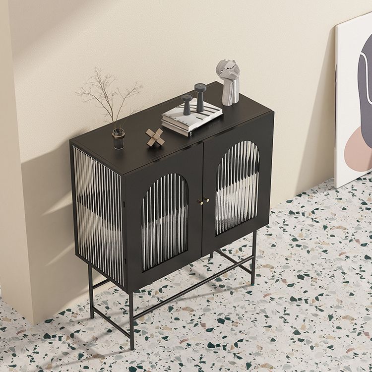 Modern Iron Sideboard Glass Doors Cabinets Dining Server with Light for Living Room Clearhalo 'buffet_sideboard' 'Buffets & Sideboards' 'furn' 'furn_buffet_sideboard' 'Furniture' 'Kitchen & Dining Furniture' 1200x1200_ffee7e8f-d5ce-4ab6-be0f-21d50bf931ca