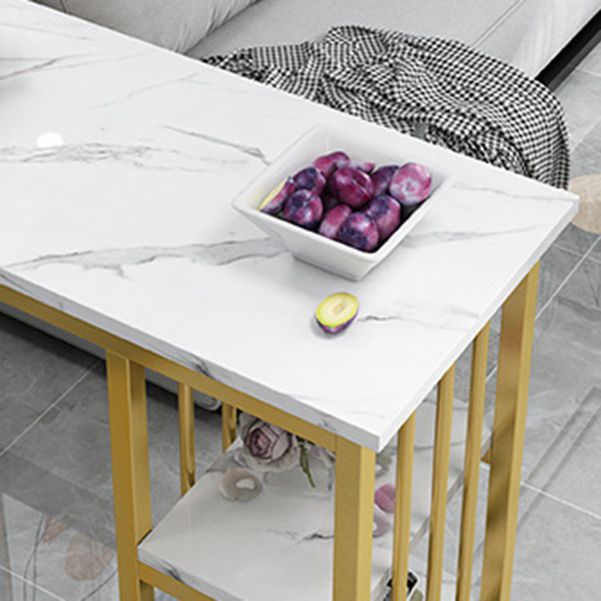 Rectangle Bar Dining Table Contemporary Bar Table with Gold Sled Base Clearhalo 'Bar Furniture' 'Bar Tables' 'bar_tables' 'furn' 'furn_bar_tables' 'Furniture' 'furniture_bar_tables' 'Kitchen & Dining Furniture' 1200x1200_fff0f1ab-1a9a-4ad0-8094-822ee1b3ed92