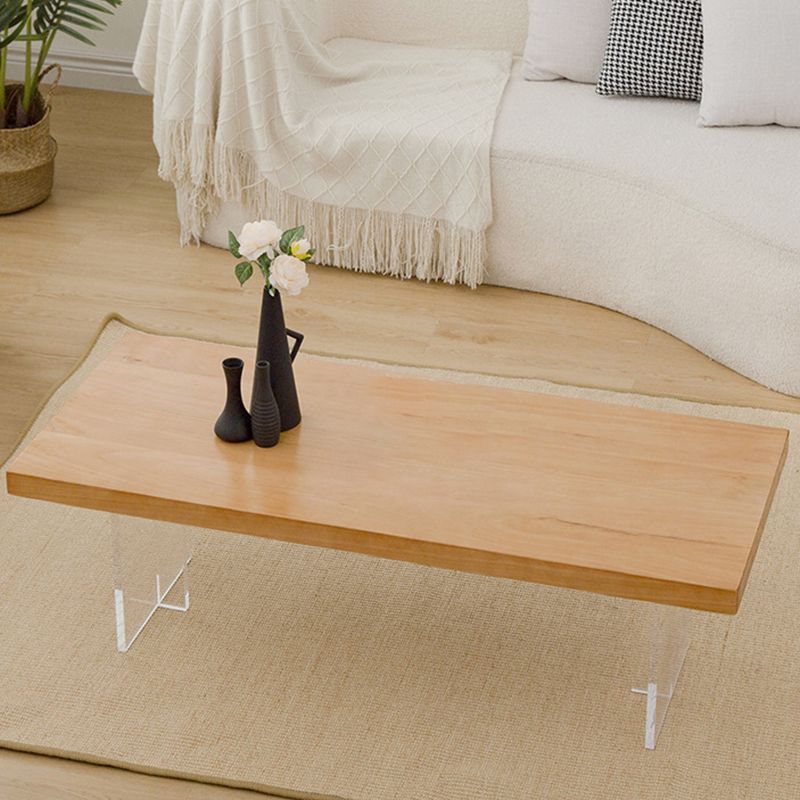 Table basse rectangulaire scandinave en bois, pieds en acrylique de 15,7 pouces de hauteur, table de cocktail