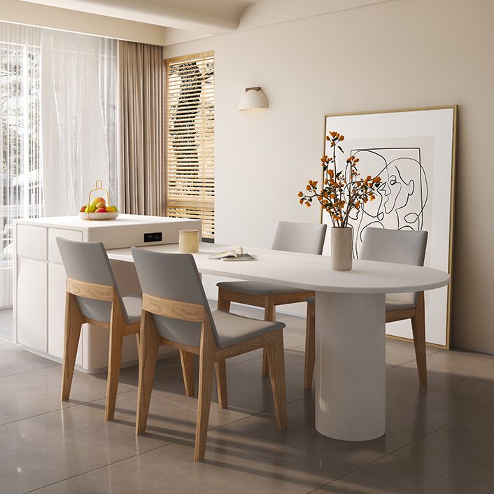 Mesa de comedor con tapa de piedra blanca Mesa de comedor interior moderna de forma libre
