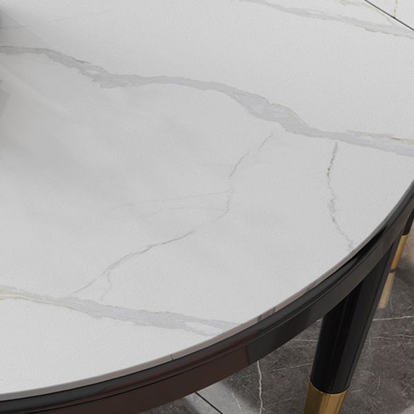 Round Sintered Stone Table Traditional Luxury Dining Room Table with 4 Black Legs Clearhalo ' dining_table' 'Dining Tables & Seating' 'Dining Tables' 'furn' 'furn_dining_table' 'Furniture' 'furniture_dining_table' 'Kitchen & Dining Furniture' 'kitchen&dining_furn' 'kitchen' 'kitchen_dining_table' 1200x1200_fff17a18-1aad-4995-9479-7487466e8b9a