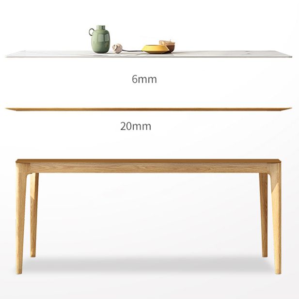 Midcentury Rectangle Dining Table Sintered Stone Table with 4 Legs Wood Base Clearhalo ' dining_table' 'Dining Tables & Seating' 'Dining Tables' 'furn' 'furn_dining_table' 'Furniture' 'furniture_dining_table' 'Kitchen & Dining Furniture' 'kitchen&dining_furn' 'kitchen' 'kitchen_dining_table' 1200x1200_fff232dc-5ce1-4c50-8c45-d80ca9f3353e