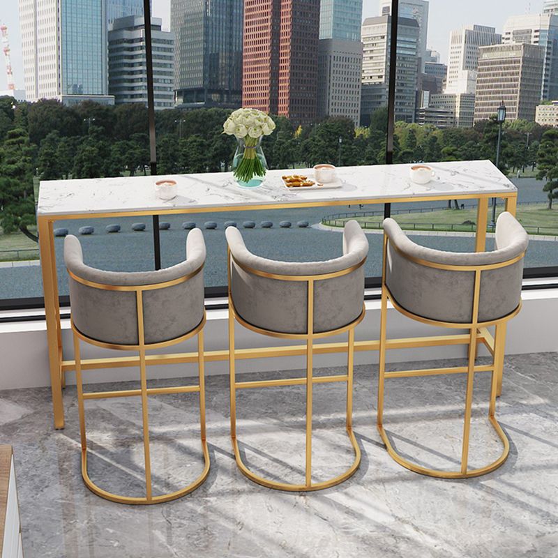 Glam White Faux Marble Pub Bar Table Indoor Gold Bar Dining Table Fixed Table, Only Table Clearhalo 'Bar Furniture' 'Bar Tables' 'bar_tables' 'furn' 'furn_bar_tables' 'Furniture' 'furniture_bar_tables' 'Kitchen & Dining Furniture' 'kitchen&dining_furn' 'kitchen' 1200x1200_fff35003-bcd7-4034-85ff-002130faa2e7