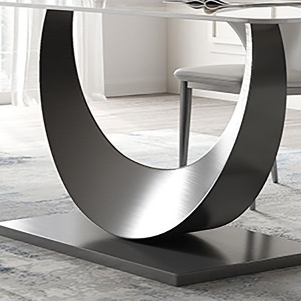 Contemporary Style Rectangle Table Sintered Stone Table with Metal Legs for Home Clearhalo 'Dining Tables & Seating' 'Dining Tables' 'dining_table' 'furn' 'furn_dining_table' 'Furniture' 'Kitchen & Dining Furniture' 1200x1200_fff41504-2bdb-442f-bea0-7d90f9b09f7b
