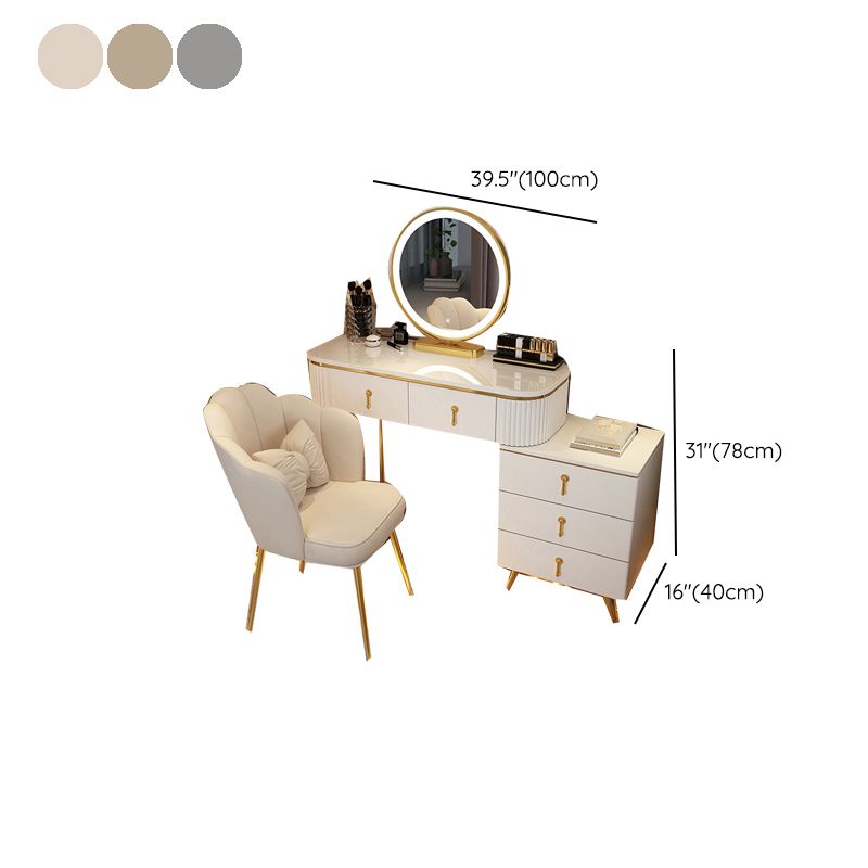 Mirrored Vanity Table and Stool Set Engineered Wood Vanity Desk