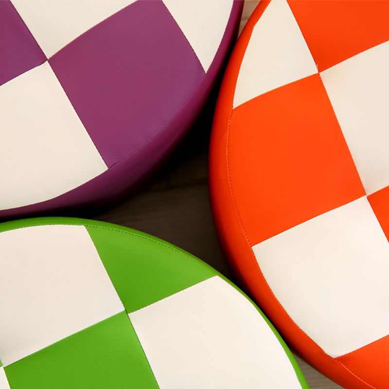 Modern Round Pouf Plaid Pattern Leather Pouf for Drawing Room Clearhalo 'furn' 'furn_ottomans_poufs' 'Furniture' 'Living Room Furniture' 'Ottomans & Poufs' 'ottomans_poufs' 1200x1200_fff71b25-7f62-451f-849e-127cdd99c2fe