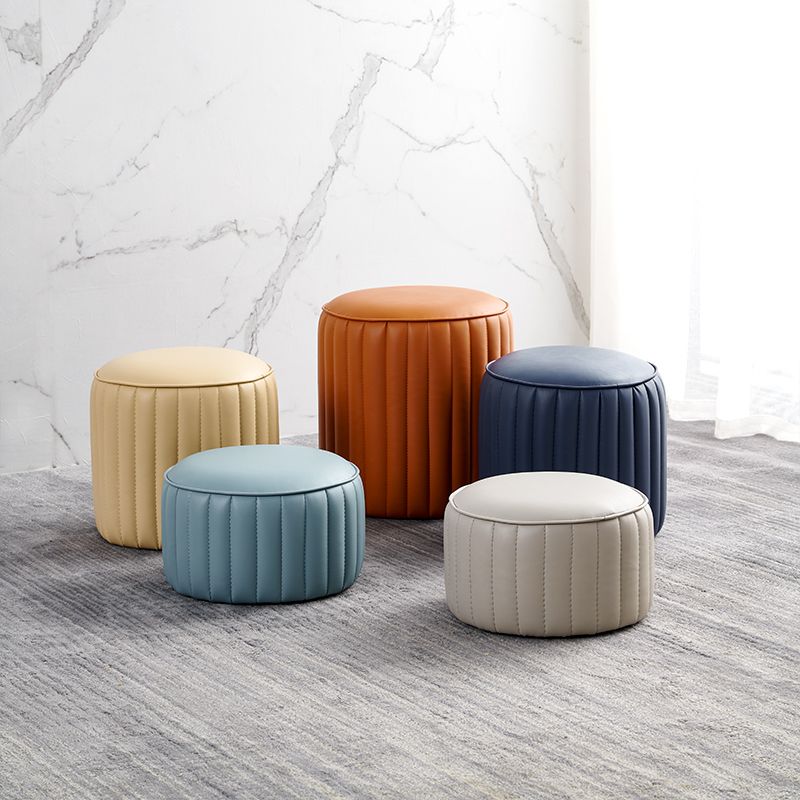 Modern Pouf Ottoman Genuine Leather Upholstered Cylinder Shape Ottoman Clearhalo 'furn' 'furn_ottomans_poufs' 'Furniture' 'Living Room Furniture' 'Ottomans & Poufs' 'ottomans_poufs' 1200x1200_fffc1fc1-2298-48f9-ad95-80e86016c95f