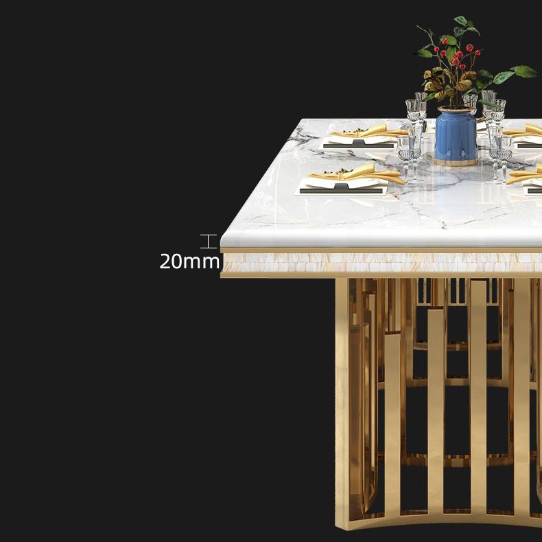Glam Faux Marble Dining Table Dining Rectangle Table with Metal Legs for Home Clearhalo 'Dining Tables & Seating' 'Dining Tables' 'dining_table' 'furn' 'furn_dining_table' 'Furniture' 'Kitchen & Dining Furniture' 1200x1200_fffd86b0-a135-48a8-999d-13352094c975