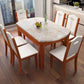 Modern Round Stone Dining Table Rubber Wood Base for Dining Room