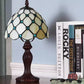Single-Bulb Nightstand Light Tiffany Style Beaded Tan Glass Table Lamp in Dark Brown for Bedroom Clearhalo 'Lamps' 'Table Lamps' Lighting' 1234