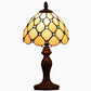 Single-Bulb Nightstand Light Tiffany Style Beaded Tan Glass Table Lamp in Dark Brown for Bedroom Clearhalo 'Lamps' 'Table Lamps' Lighting' 123_e1510089-3952-4569-80fd-42c7b36b934a