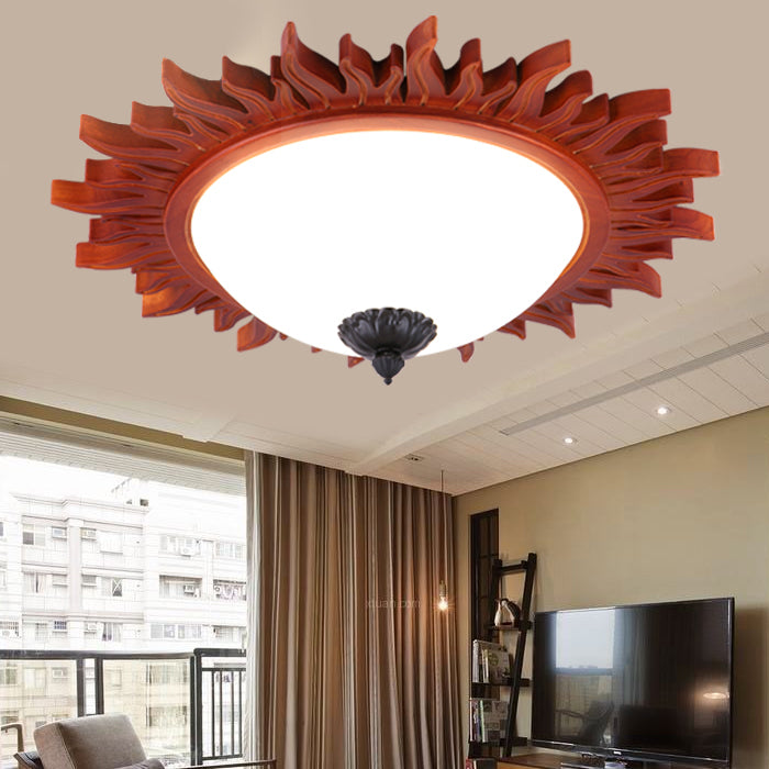 LED Flushmount Lighting Industrial Sun Shade Opal Glass Ceiling Light in Brown for Living Room Clearhalo 'Ceiling Lights' 'Close To Ceiling Lights' 'Close to ceiling' 'Flush mount' 'Industrial Flush Mount' Lighting' 14_475d73e7-52bf-4e43-9d26-87038d41bf8a