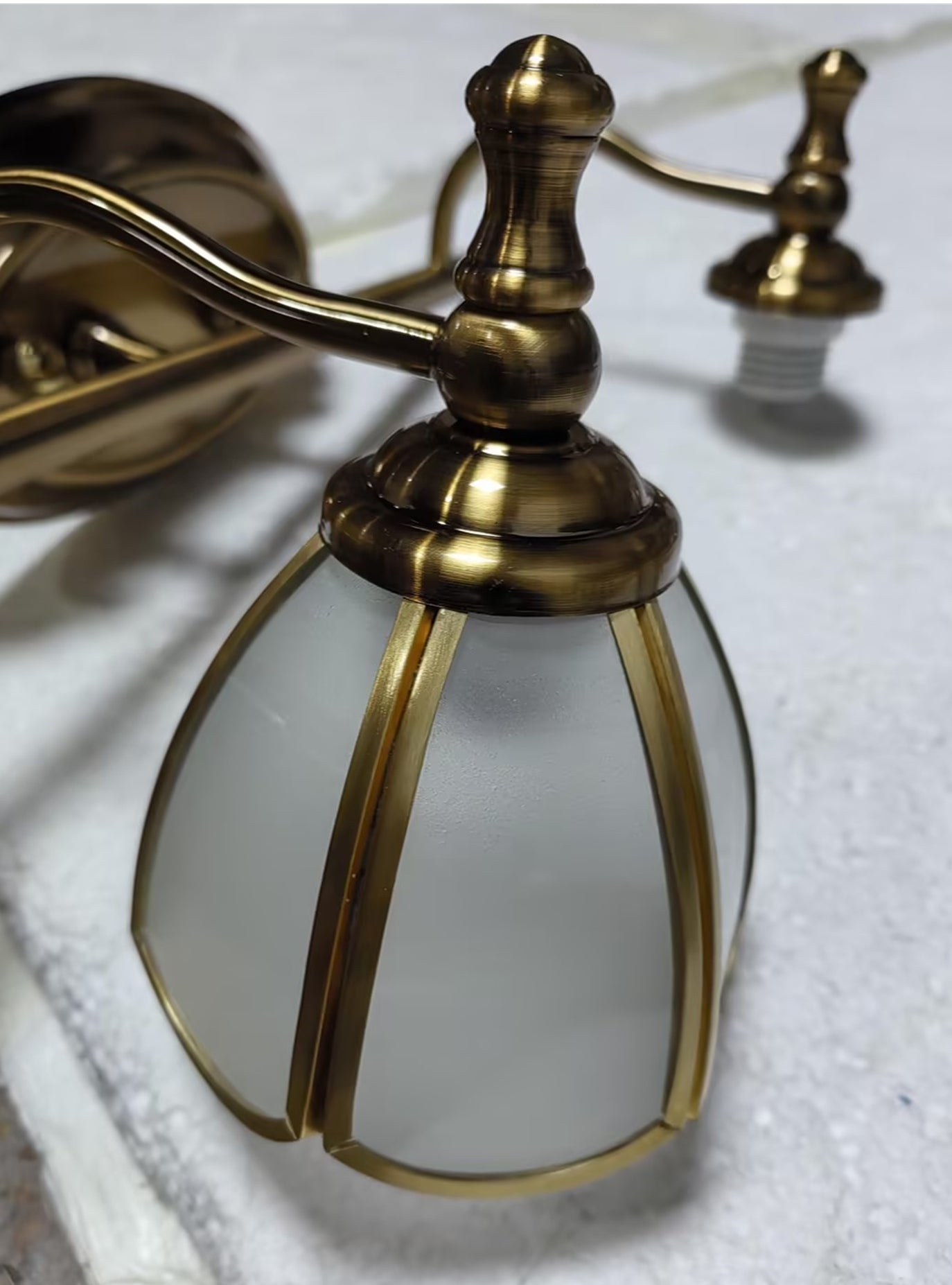 Vintage Scalloped Sconce Lighting Opal Glass Vanity Light Fixture in Brass for Bathroom Clearhalo 'Vanity Lights' 'Wall Lights' Lighting' 20240807112236