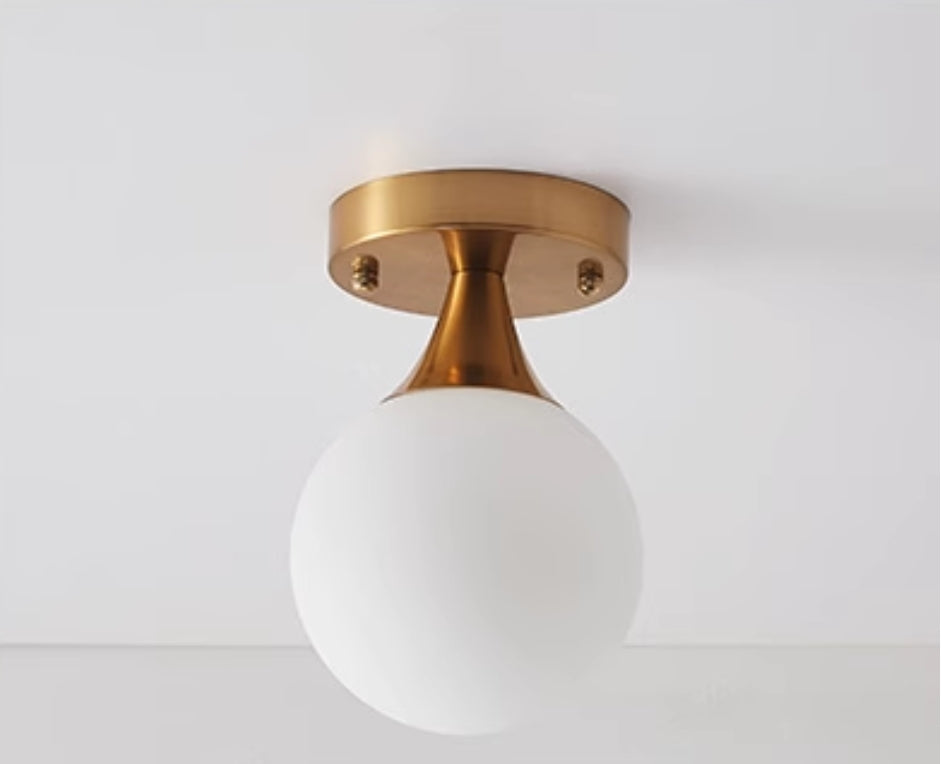 Ball Semi Flush Light Fixtures Contemporary Milk Glass Ceiling Mounted Light for Hallway Clearhalo 'Ceiling Lights' 'Close To Ceiling Lights' 'Close to ceiling' 'Semi-flushmount' Lighting' 20250319183414_99488bf7-0115-4a67-a581-f09e3c1bfec8