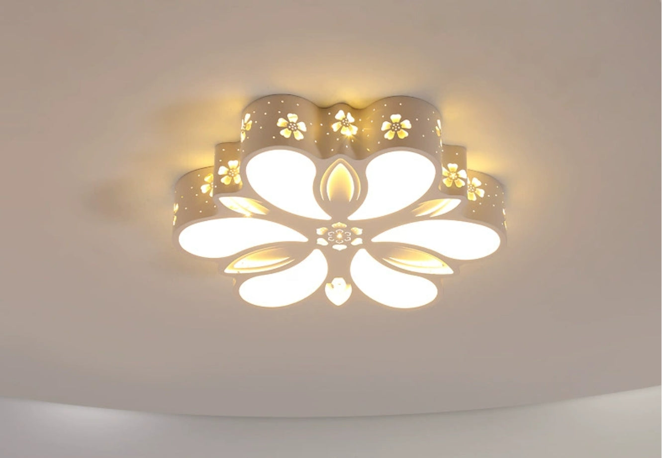 Kids White Flushmount Light Etched Petal Metal Ceiling Light for Child Bedroom Bathroom White E Clearhalo 'Ceiling Lights' 'Close To Ceiling Lights' 'Close to ceiling' 'Flush mount' Lighting' 20250611181102
