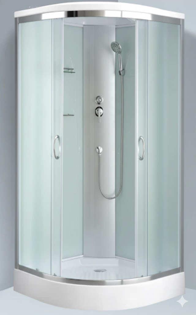 Rounded Shower Stall with Shower Base Tempered Glass Shower Stall Frosted Glass Clearhalo 'Bathroom Remodel & Bathroom Fixtures' 'Home Improvement' 'home_improvement' 'home_improvement_shower_stalls_enclosures' 'Shower Stalls & Enclosures' 'shower_stalls_enclosures' 'Showers & Bathtubs' 20260121184109_4586_4