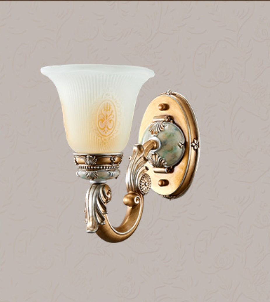Bloom Hallway Wall Sconce Light French Country Milky Glass Single Bulb White Wall Mounted Lamp with Carving Flower Decor Clearhalo 'Wall Lamps & Sconces' 'Wall Lights' Lighting' 2_e2bae705-e91e-4ca1-a6bf-62520157d029
