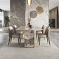 Modern Stone Dinning Room Set Rectangle Double Pedestal Base Dinner Set with 4 Chairs Clearhalo 'Dining Room Sets' 'Dining Tables & Seating' 'dining_room_set' 'Furniture' 'furniture_dining_room_set' 'Kitchen & Dining Furniture' 'kitchen&dining_furn' 'kitchen' 3347187