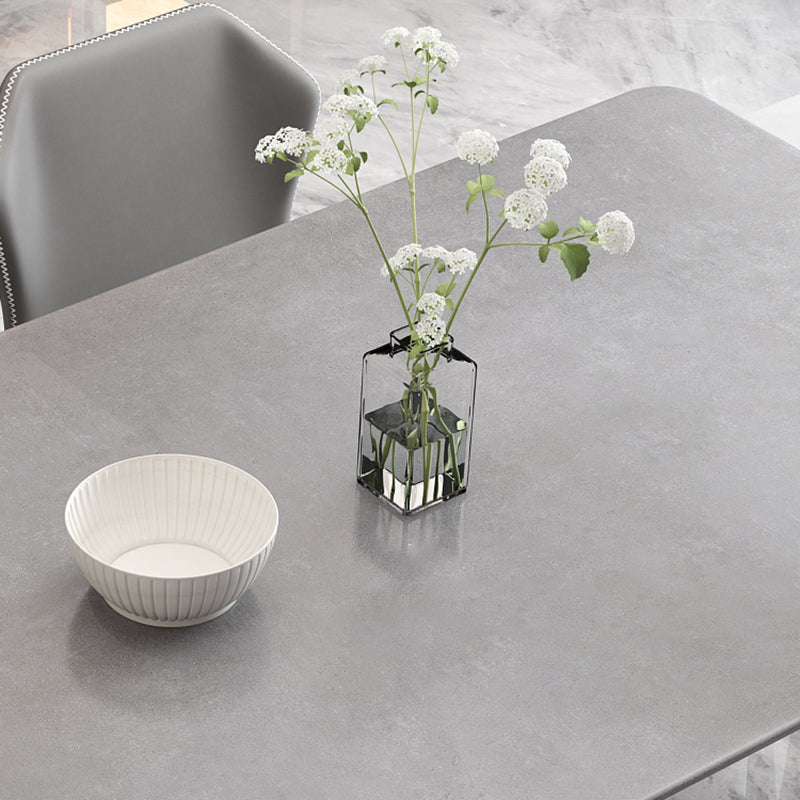 Contemporary Slate Rectangle Dining Furniture Double Pedestal Kitchen Set in Black Finish Clearhalo 'Dining Room Sets' 'Dining Tables & Seating' 'dining_room_set' 'Furniture' 'furniture_dining_room_set' 'Kitchen & Dining Furniture' 'kitchen&dining_furn' 'kitchen' 3347208