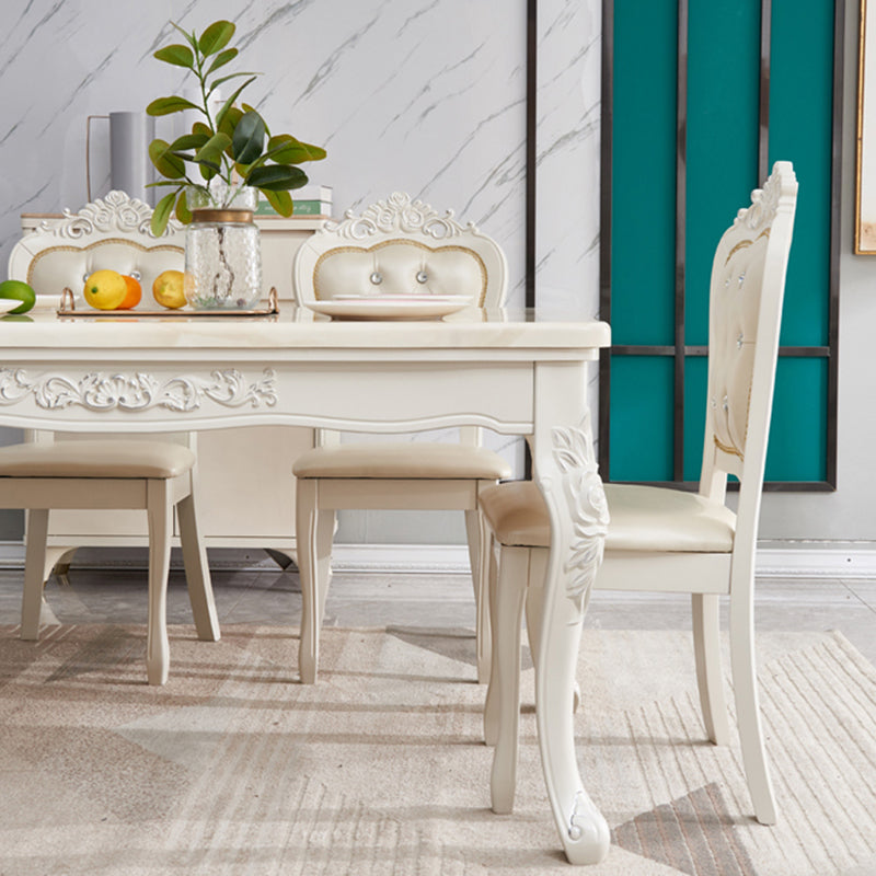 Victorian Dinning Room Set Marble Rectangle 4 Legs Base Dining Room Table Set Clearhalo 'Dining Room Sets' 'Dining Tables & Seating' 'dining_room_set' 'Furniture' 'furniture_dining_room_set' 'Kitchen & Dining Furniture' 'kitchen&dining_furn' 'kitchen' 3347221