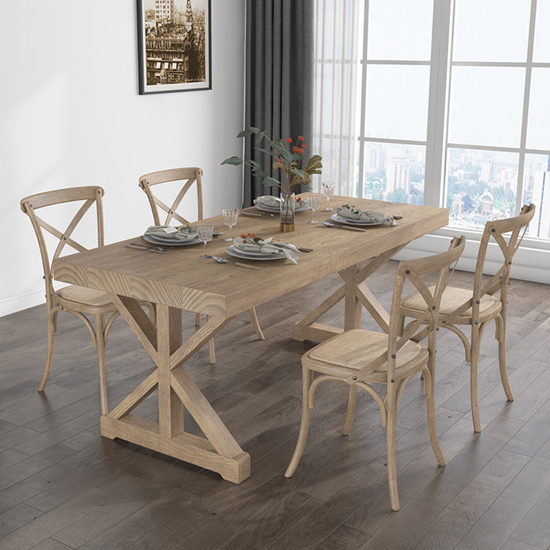 Farmhouse Dining Room Set Wood Trestle Standard Height Table for Dining Room with 4 Chairs Clearhalo 'Dining Room Sets' 'Dining Tables & Seating' 'dining_room_set' 'Furniture' 'furniture_dining_room_set' 'Kitchen & Dining Furniture' 'kitchen&dining_furn' 'kitchen' 3347232