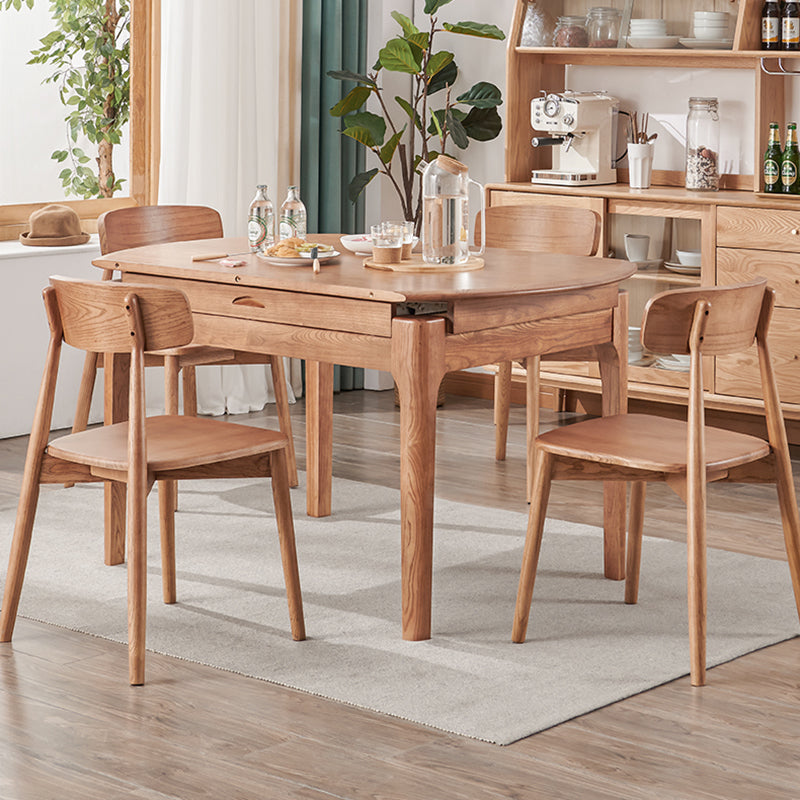 Modern Dining Set Solid Wood Round Shape 4 Legs Base Extendable Dining Table Set Clearhalo 'Dining Room Sets' 'Dining Tables & Seating' 'dining_room_set' 'Furniture' 'furniture_dining_room_set' 'Kitchen & Dining Furniture' 'kitchen&dining_furn' 'kitchen' 3347253