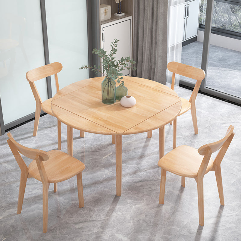 Modern Wood Adjustable Kitchen Dining Set 4 Leg Base Table with Folding Leaf Clearhalo 'Dining Room Sets' 'Dining Tables & Seating' 'dining_room_set' 'Furniture' 'furniture_dining_room_set' 'Kitchen & Dining Furniture' 'kitchen&dining_furn' 'kitchen' 3347256