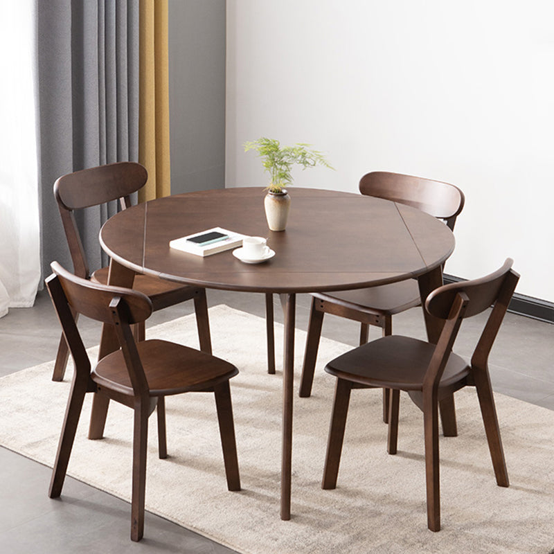 Modern Wood Adjustable Kitchen Dining Set 4 Leg Base Table with Folding Leaf Clearhalo 'Dining Room Sets' 'Dining Tables & Seating' 'dining_room_set' 'Furniture' 'furniture_dining_room_set' 'Kitchen & Dining Furniture' 'kitchen&dining_furn' 'kitchen' 3347259