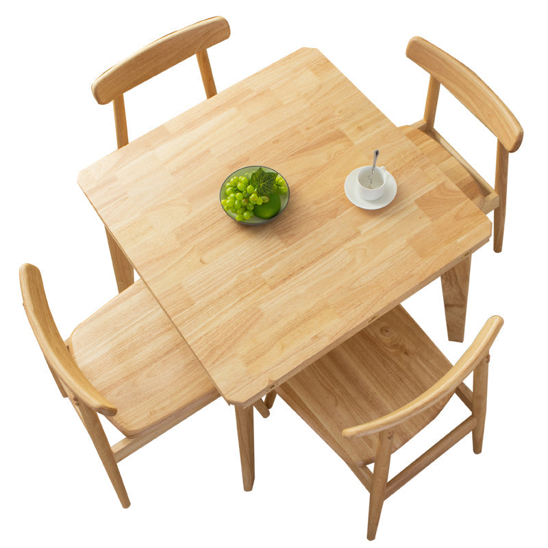 Modern Wood Adjustable Kitchen Dining Set 4 Leg Base Table with Folding Leaf Clearhalo 'Dining Room Sets' 'Dining Tables & Seating' 'dining_room_set' 'Furniture' 'furniture_dining_room_set' 'Kitchen & Dining Furniture' 'kitchen&dining_furn' 'kitchen' 3347264
