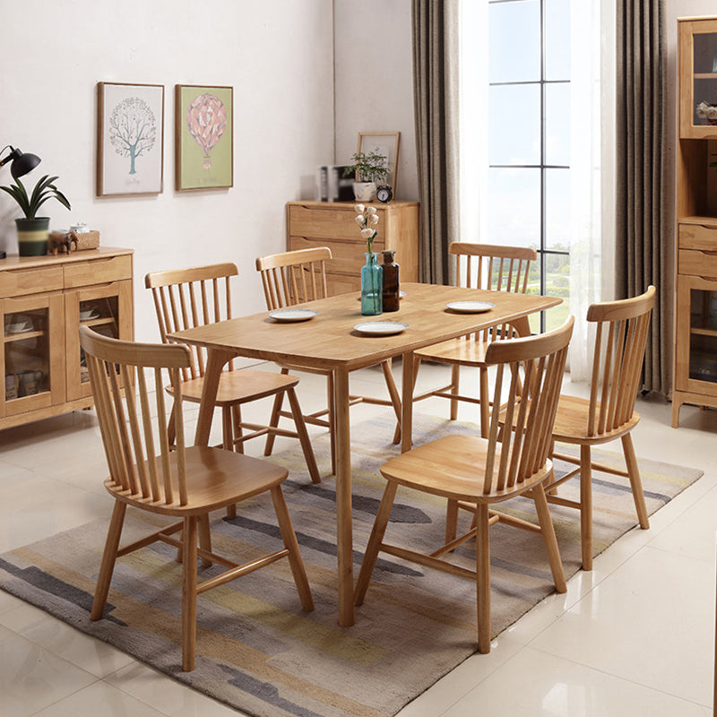 Modern Style Wood Rectangle Shape Dining Table Set 4 Legs Table Formal for Dining Furniture Wood with 6 Chairs Clearhalo 'Dining Room Sets' 'Dining Tables & Seating' 'dining_room_set' 'Furniture' 'furniture_dining_room_set' 'Kitchen & Dining Furniture' 'kitchen&dining_furn' 'kitchen' 3347274