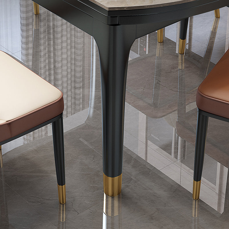 Modern Rectangle Shape Dining Set Sintered Stone Top Dining Table Furniture with Self-Storing¬†Leaf Clearhalo 'Dining Room Sets' 'Dining Tables & Seating' 'dining_room_set' 'Furniture' 'furniture_dining_room_set' 'Kitchen & Dining Furniture' 'kitchen&dining_furn' 'kitchen' 3347337