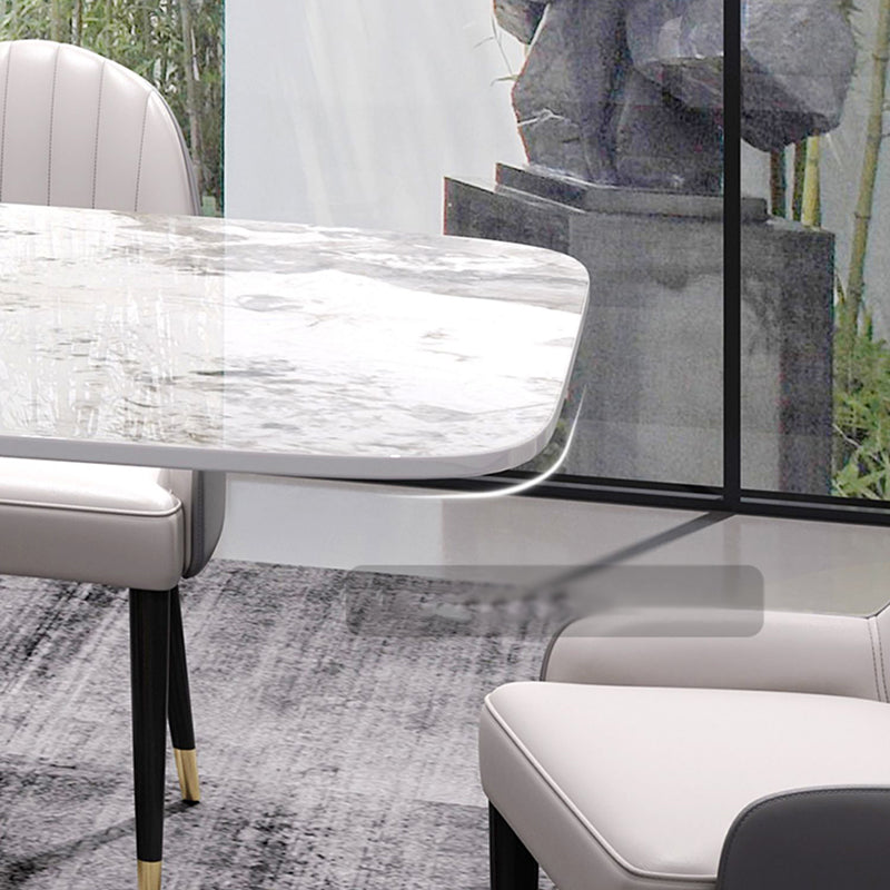 Fixed Contemporary Sintered Stone Dining Room Sett with Pedestal Base Dining Furniture Clearhalo 'Dining Room Sets' 'Dining Tables & Seating' 'dining_room_set' 'Furniture' 'furniture_dining_room_set' 'Kitchen & Dining Furniture' 'kitchen&dining_furn' 'kitchen' 3347379