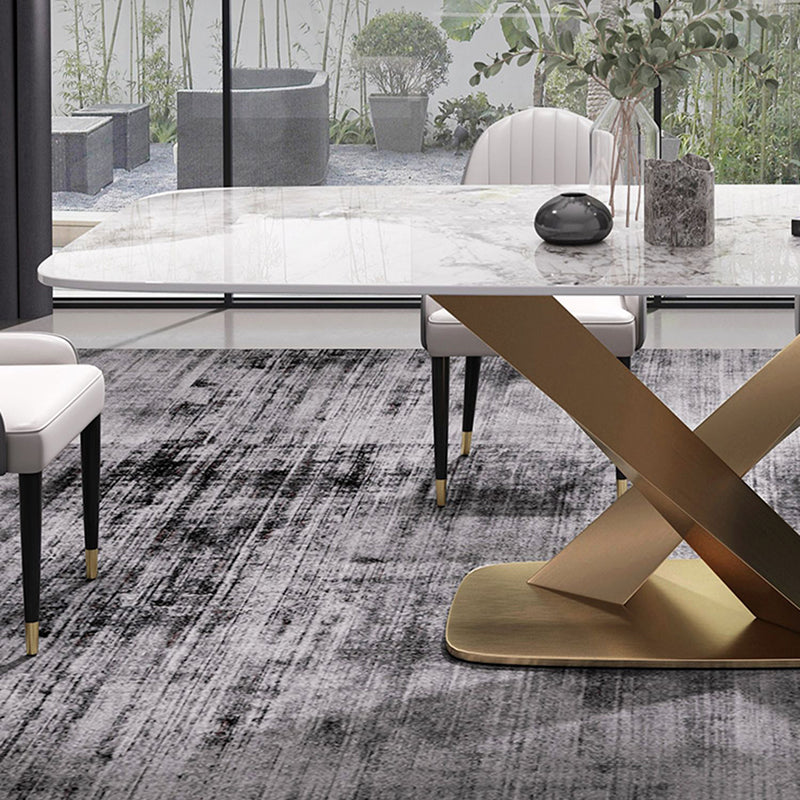 Fixed Contemporary Sintered Stone Dining Room Sett with Pedestal Base Dining Furniture Clearhalo 'Dining Room Sets' 'Dining Tables & Seating' 'dining_room_set' 'Furniture' 'furniture_dining_room_set' 'Kitchen & Dining Furniture' 'kitchen&dining_furn' 'kitchen' 3347380