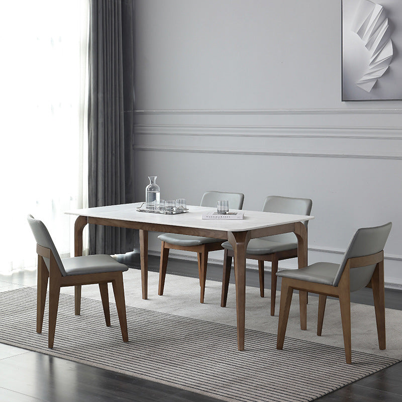 Contemporary Fixed Sintered Stone Dining¬†Room¬†Table¬†with 4 Solid Wood Legs Kitchen Dining Set Clearhalo 'Dining Room Sets' 'Dining Tables & Seating' 'dining_room_set' 'Furniture' 'furniture_dining_room_set' 'Kitchen & Dining Furniture' 'kitchen&dining_furn' 'kitchen' 3347386