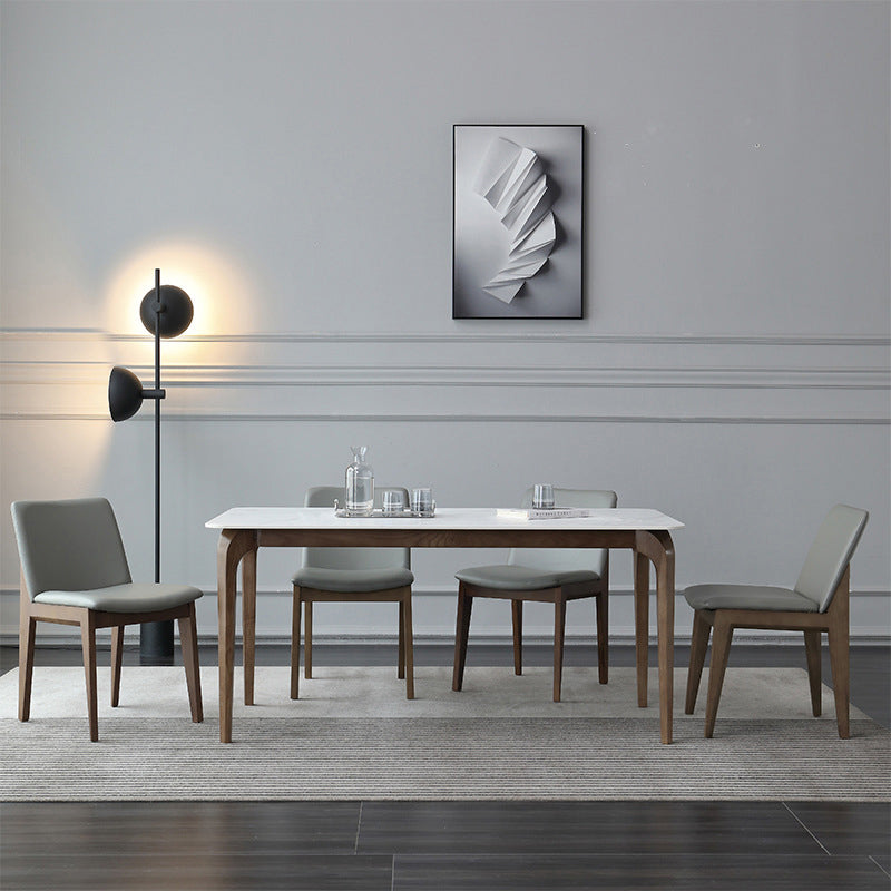 Contemporary Fixed Sintered Stone Dining¬†Room¬†Table¬†with 4 Solid Wood Legs Kitchen Dining Set Clearhalo 'Dining Room Sets' 'Dining Tables & Seating' 'dining_room_set' 'Furniture' 'furniture_dining_room_set' 'Kitchen & Dining Furniture' 'kitchen&dining_furn' 'kitchen' 3347388