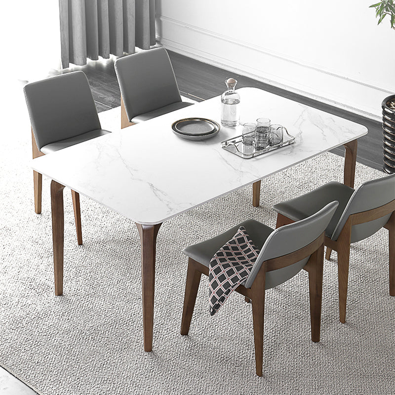 Contemporary Fixed Sintered Stone Dining¬†Room¬†Table¬†with 4 Solid Wood Legs Kitchen Dining Set Clearhalo 'Dining Room Sets' 'Dining Tables & Seating' 'dining_room_set' 'Furniture' 'furniture_dining_room_set' 'Kitchen & Dining Furniture' 'kitchen&dining_furn' 'kitchen' 3347390