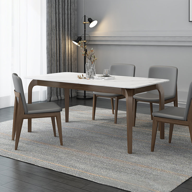 Contemporary Fixed Sintered Stone Dining¬†Room¬†Table¬†with 4 Solid Wood Legs Kitchen Dining Set Clearhalo 'Dining Room Sets' 'Dining Tables & Seating' 'dining_room_set' 'Furniture' 'furniture_dining_room_set' 'Kitchen & Dining Furniture' 'kitchen&dining_furn' 'kitchen' 3347392