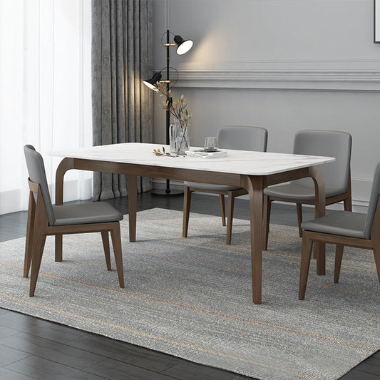 Contemporary Fixed Sintered Stone Dining¬†Room¬†Table¬†with 4 Solid Wood Legs Kitchen Dining Set Clearhalo 'Dining Room Sets' 'Dining Tables & Seating' 'dining_room_set' 'Furniture' 'furniture_dining_room_set' 'Kitchen & Dining Furniture' 'kitchen&dining_furn' 'kitchen' 3347392