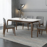 Contemporary Fixed Sintered Stone Dining¬†Room¬†Table¬†with 4 Solid Wood Legs Kitchen Dining Set Clearhalo 'Dining Room Sets' 'Dining Tables & Seating' 'dining_room_set' 'Furniture' 'furniture_dining_room_set' 'Kitchen & Dining Furniture' 'kitchen&dining_furn' 'kitchen' 3347392