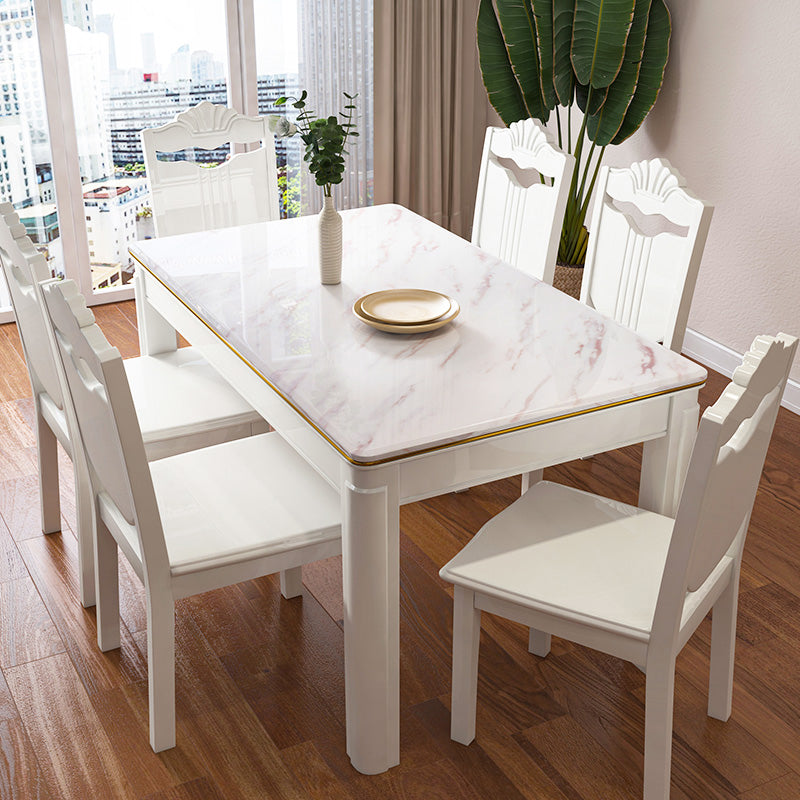 Modern Fixed Dining¬†Room¬†Table¬†Set Marble Top Dining Room Furniture for Restaurant with 6 Chairs Clearhalo 'Dining Room Sets' 'Dining Tables & Seating' 'dining_room_set' 'Furniture' 'furniture_dining_room_set' 'Kitchen & Dining Furniture' 'kitchen&dining_furn' 'kitchen' 3347401
