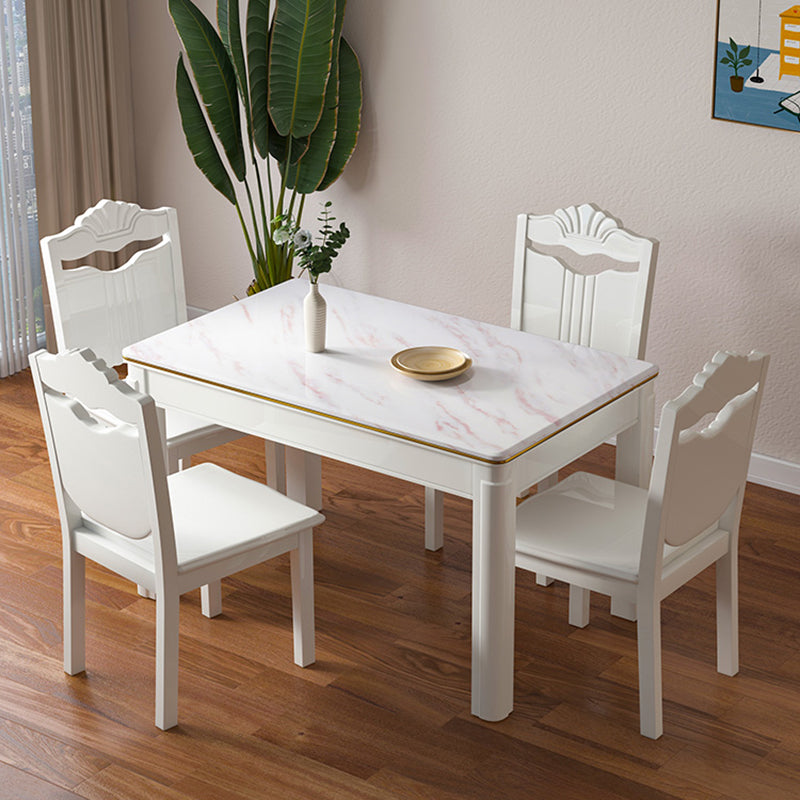 Modern Fixed Dining¬†Room¬†Table¬†Set Marble Top Dining Room Furniture for Restaurant with 4 Chairs Clearhalo 'Dining Room Sets' 'Dining Tables & Seating' 'dining_room_set' 'Furniture' 'furniture_dining_room_set' 'Kitchen & Dining Furniture' 'kitchen&dining_furn' 'kitchen' 3347403