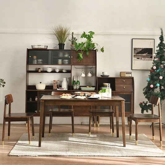 Contemporary Solid Wood Rectangle Shape Dining Furniture 4 Wood Legs Table Formal for Dining Room Clearhalo 'Dining Room Sets' 'Dining Tables & Seating' 'dining_room_set' 'Furniture' 'furniture_dining_room_set' 'Kitchen & Dining Furniture' 'kitchen&dining_furn' 'kitchen' 3347418