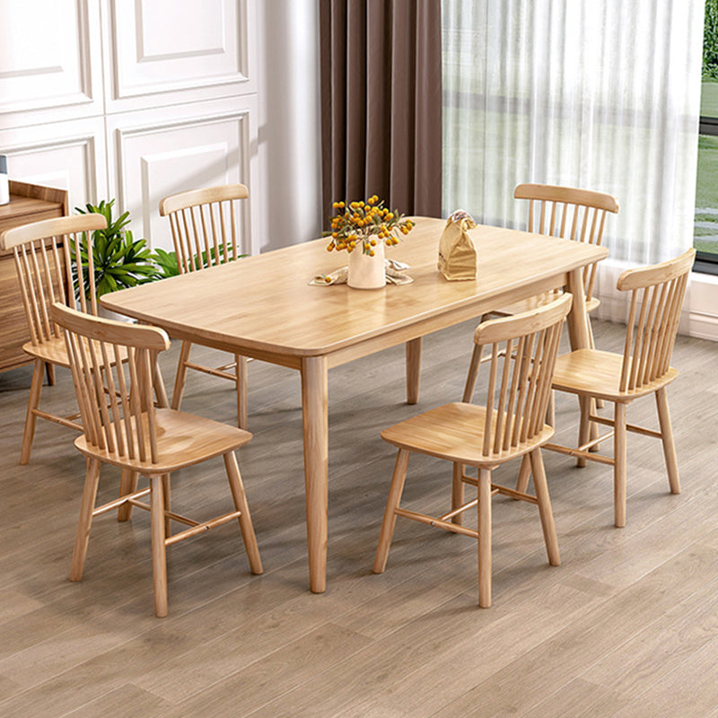 Minimalist Style Solid Wood Top Dining Table Set of Rectangle Shape Formal Dinette Set Clearhalo 'Dining Room Sets' 'Dining Tables & Seating' 'dining_room_set' 'furn' 'furn_dining_room_set' 'Furniture' 'furniture_dining_room_set' 'Kitchen & Dining Furniture' 'kitchen&dining_furn' 'kitchen' 3347446
