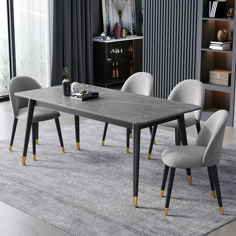 Contemporary Fixed Dining¬†Room¬†Table¬†Set with Metal 4 Legs Base Dining Table Furniture Clearhalo 'Dining Room Sets' 'Dining Tables & Seating' 'dining_room_set' 'Furniture' 'furniture_dining_room_set' 'Kitchen & Dining Furniture' 'kitchen&dining_furn' 'kitchen' 3347474