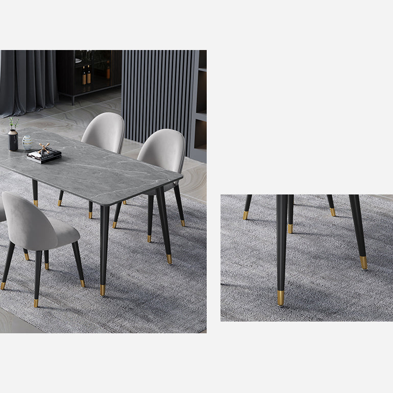 Contemporary Fixed Dining¬†Room¬†Table¬†Set with Metal 4 Legs Base Dining Table Furniture Clearhalo 'Dining Room Sets' 'Dining Tables & Seating' 'dining_room_set' 'Furniture' 'furniture_dining_room_set' 'Kitchen & Dining Furniture' 'kitchen&dining_furn' 'kitchen' 3347478