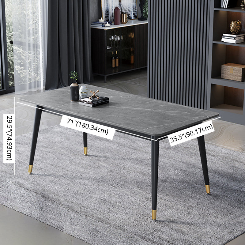 Contemporary Fixed Dining¬†Room¬†Table¬†Set with Metal 4 Legs Base Dining Table Furniture Clearhalo 'Dining Room Sets' 'Dining Tables & Seating' 'dining_room_set' 'Furniture' 'furniture_dining_room_set' 'Kitchen & Dining Furniture' 'kitchen&dining_furn' 'kitchen' 3347482