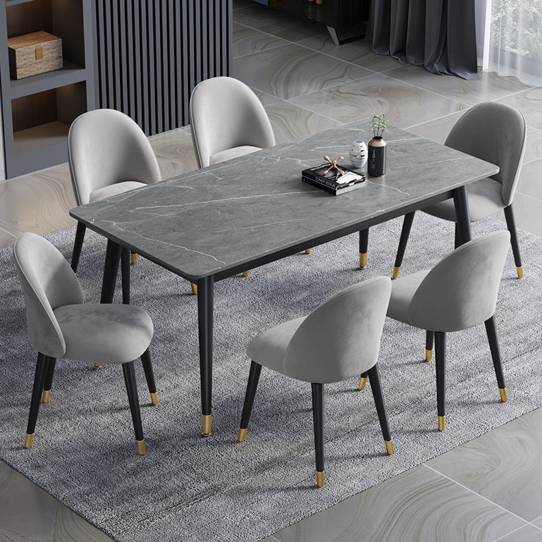 Contemporary Fixed Dining¬†Room¬†Table¬†Set with Metal 4 Legs Base Dining Table Furniture Clearhalo 'Dining Room Sets' 'Dining Tables & Seating' 'dining_room_set' 'Furniture' 'furniture_dining_room_set' 'Kitchen & Dining Furniture' 'kitchen&dining_furn' 'kitchen' 3347484