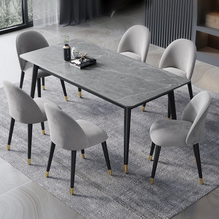 Contemporary Fixed Dining¬†Room¬†Table¬†Set with Metal 4 Legs Base Dining Table Furniture Clearhalo 'Dining Room Sets' 'Dining Tables & Seating' 'dining_room_set' 'Furniture' 'furniture_dining_room_set' 'Kitchen & Dining Furniture' 'kitchen&dining_furn' 'kitchen' 3347485