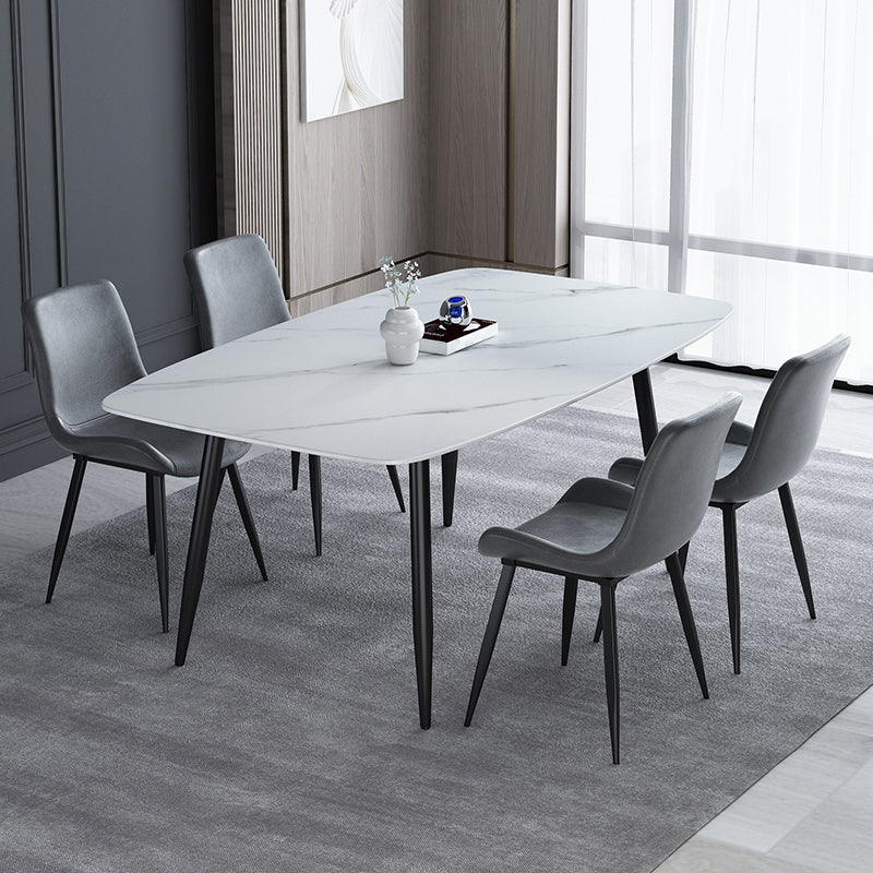 Modern Style Kitchen Dinette Set Sintered Stone Dining Furniture Set with 4 Legs Base with 4 Chairs Clearhalo 'Dining Room Sets' 'Dining Tables & Seating' 'dining_room_set' 'Furniture' 'furniture_dining_room_set' 'Kitchen & Dining Furniture' 'kitchen&dining_furn' 'kitchen' 3347487