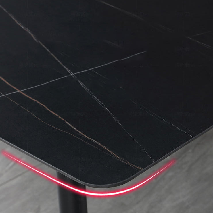 Glam Style Sintered Stone Dining Table with Rectangle Shape Standard Height Table for Home Use Clearhalo 'Dining Room Sets' 'Dining Tables & Seating' 'dining_room_set' 'Furniture' 'furniture_dining_room_set' 'Kitchen & Dining Furniture' 'kitchen&dining_furn' 'kitchen' 3347515